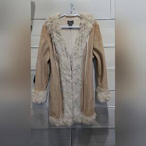 Global Mind Penny Lane Jacket with Faux Fur Accents Large Ptp 22"